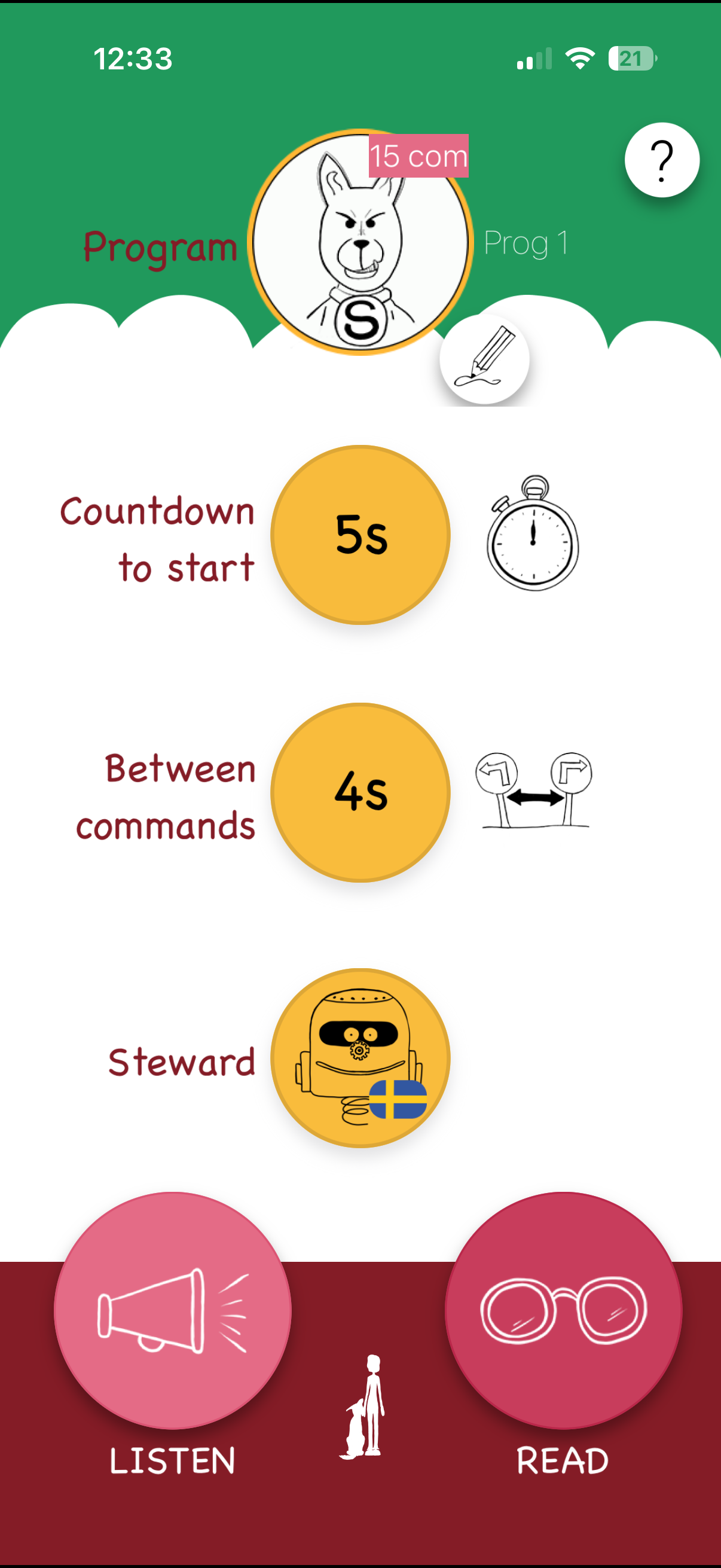 Heeling start screen